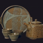 Square teapot set, pine ash